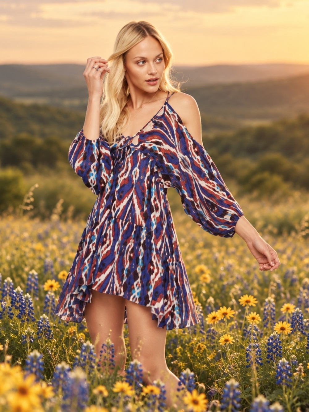 Free People FP One Bohemian Style Monarch Cold Shoulder Mini Dress XS